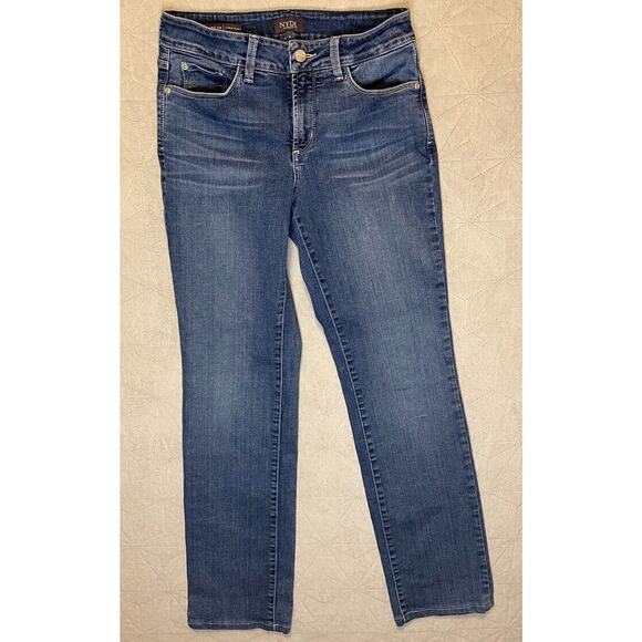 NYDJ Jeans Womens 4‎ Blue Marilyn Straight Lift Tuck Stretch Preppy Denim - Picture 1 of 4